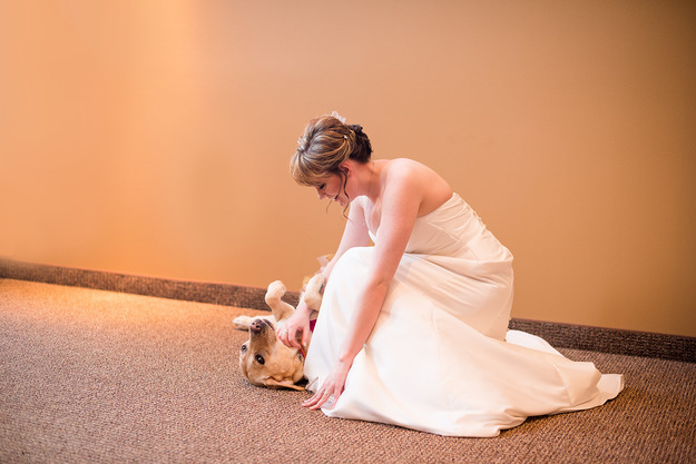 Valerie Parrott and her service dog, Bella