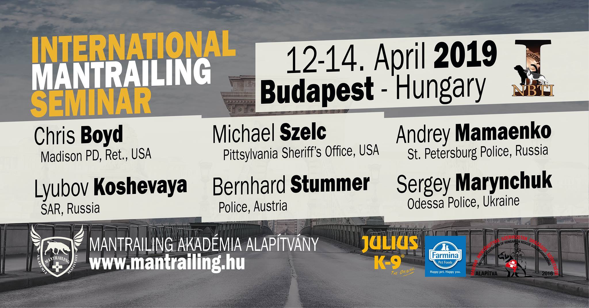 International Mantrailing Seminar Budapest 12-14.04.2019 - Oktatók