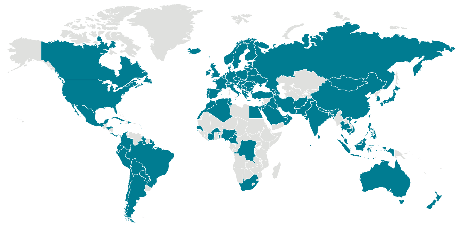 CDC Global map - Locations with confirmed COVID-19 cases